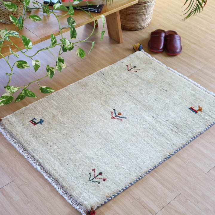 ギャッベ玄関マット　イラン製　90×62cm