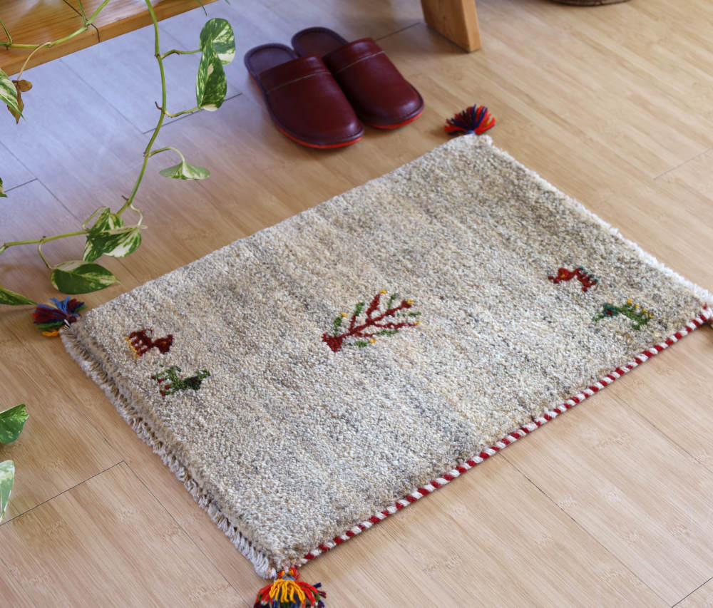 ギャッベミニマット　茶グレー　60×42cm
                        