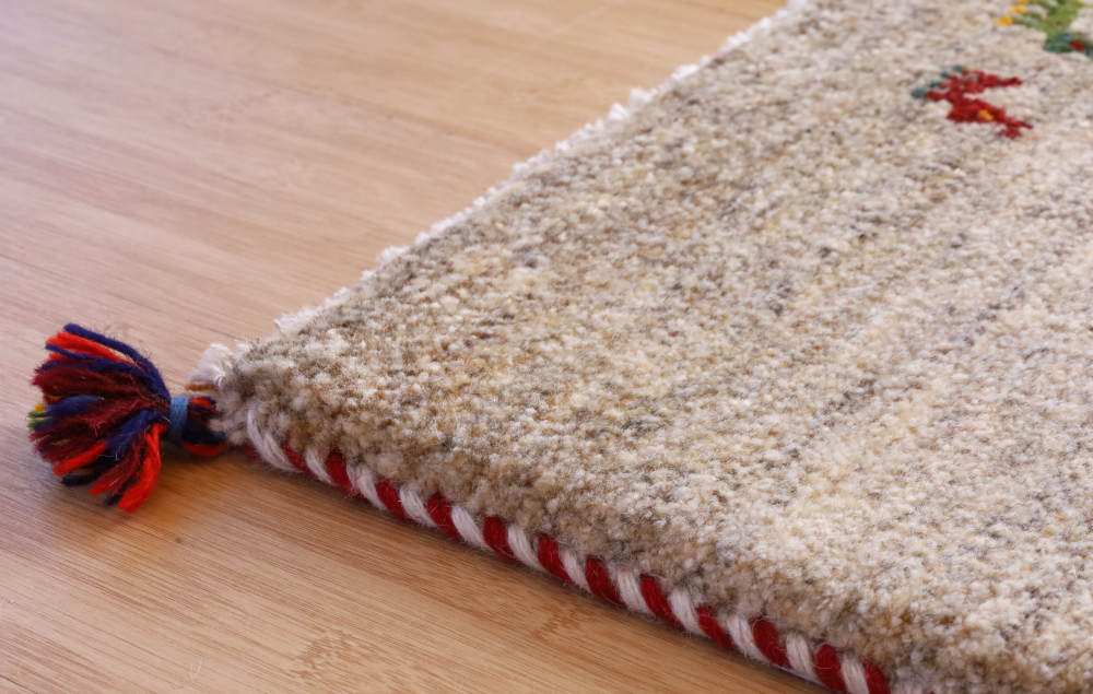 ギャッベミニマット　茶グレー　60×42cm 全体像