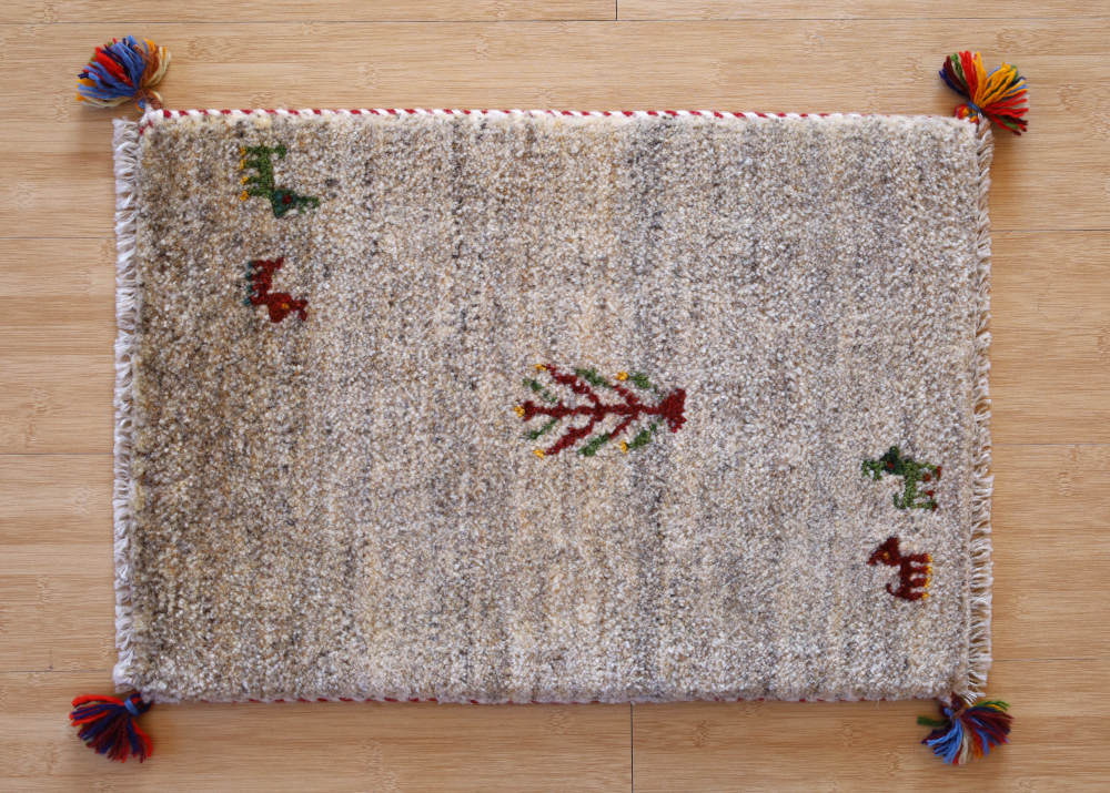 ギャッベミニマット　茶グレー　60×42cm きれいに織り出された柄