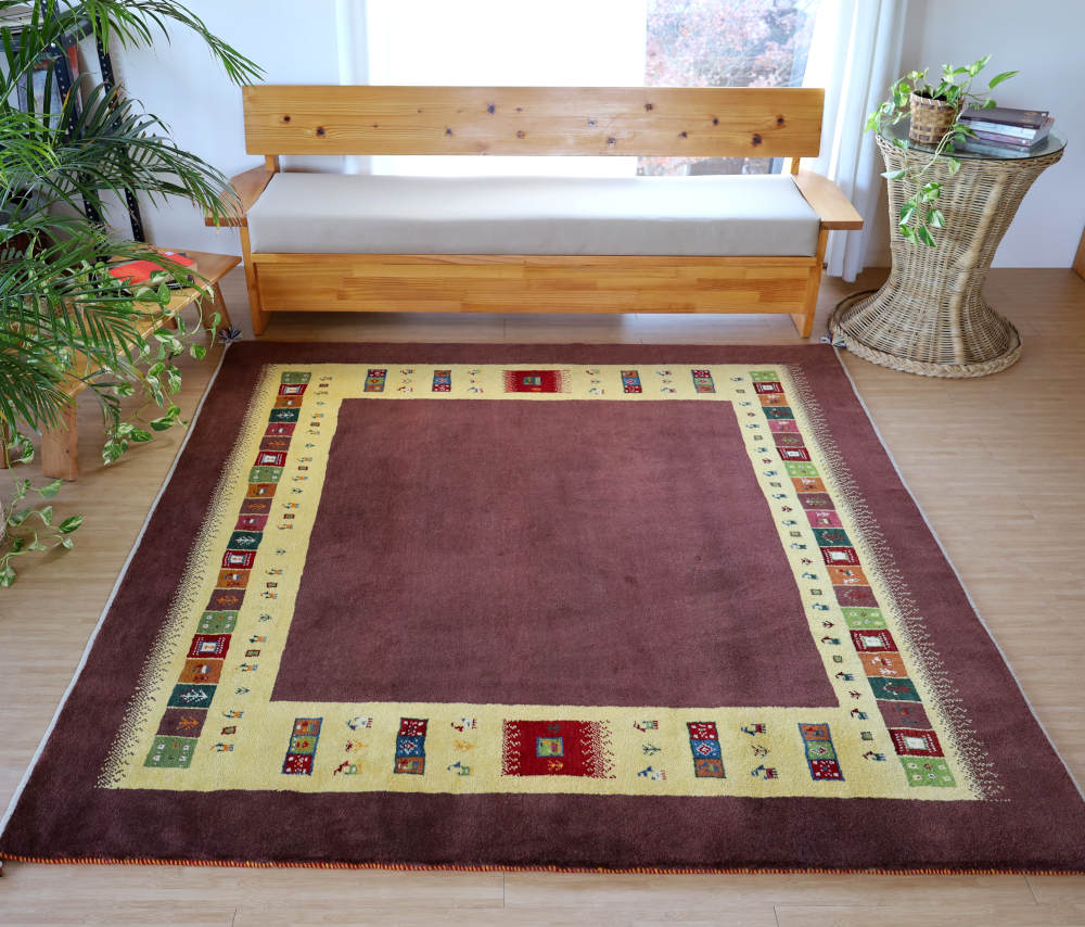 ペルシャギャッベ（正方形）201×201cm　cg20909　全体写真