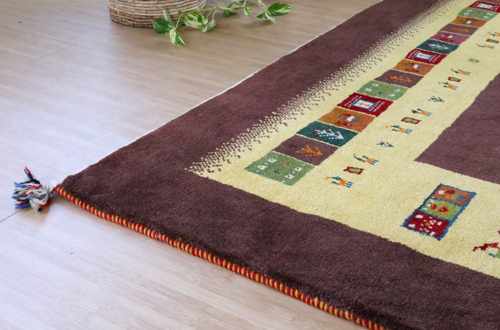 ペルシャギャッベ（正方形）201×201cm　cg20909　部分写真