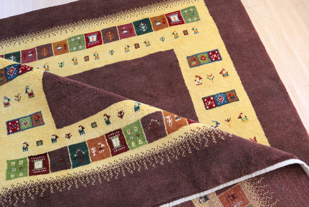 ペルシャギャッベ（正方形）201×201cm　cg20909　色柄の雰囲気