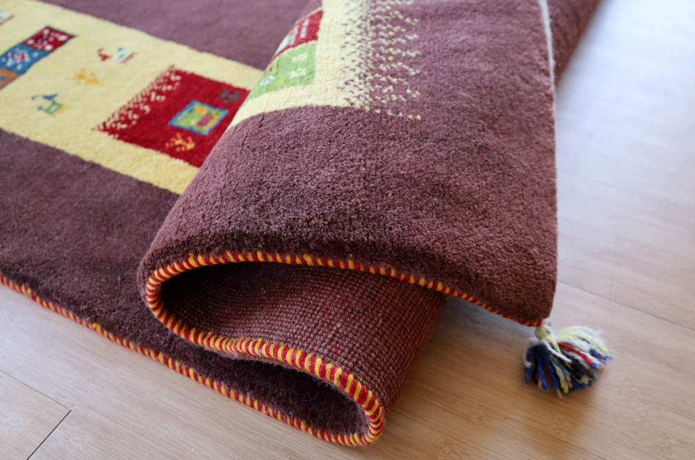 ペルシャギャッベ（正方形）201×201cm　cg20909　毛足の表情や質感