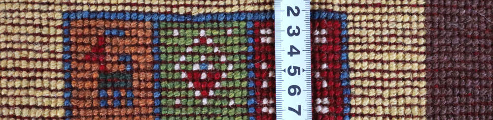 ペルシャギャッベ（正方形）201×201cm　cg20909　裏面の織り目の様子