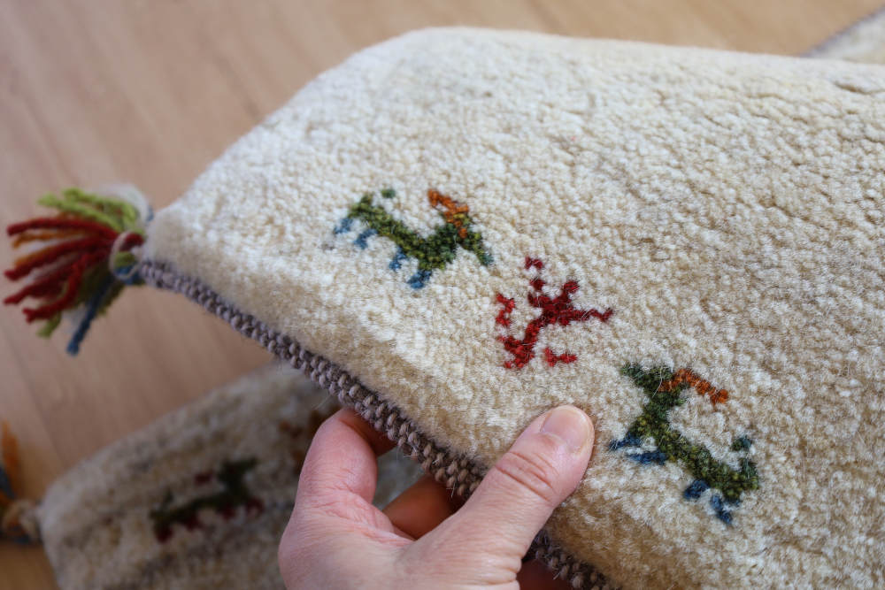 ギャッベ　玄関マットサイズ　93×62cm　ナチュラル・アイボリー