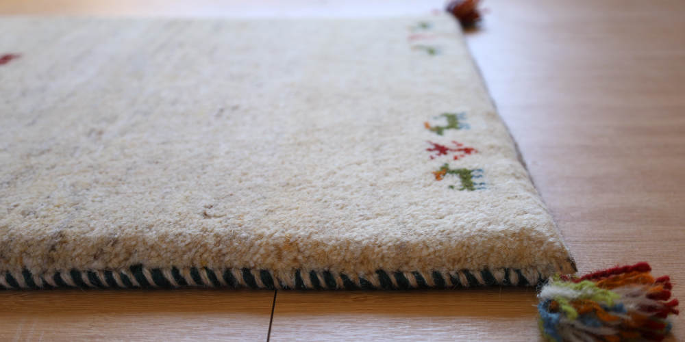 ギャッベ　玄関マットサイズ　93×62cm　ナチュラル・アイボリー