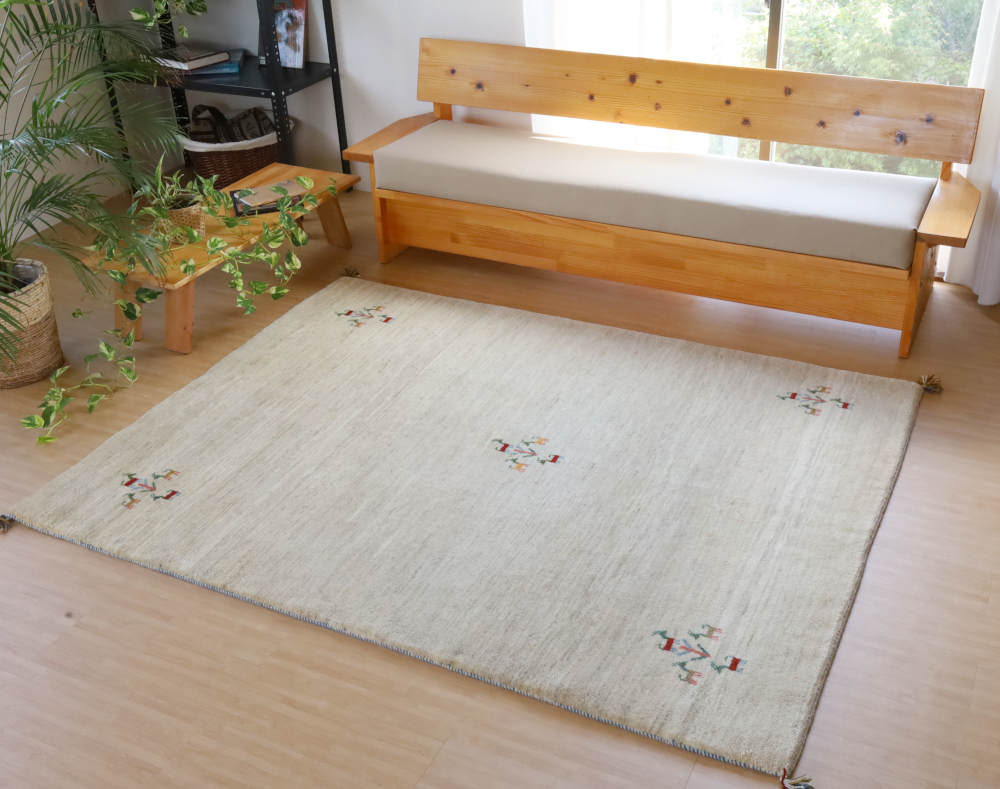 ギャッベ　イラン産　201×151cm　cg21319　全体写真