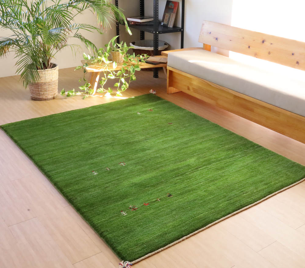 ギャッベ　イラン産　200×149cm　cg21337　正面から見たところ