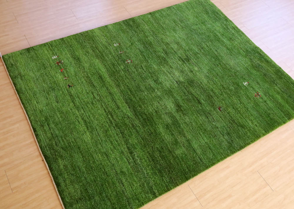 ギャッベ　イラン産　200×149cm　cg21337　横から見たところ