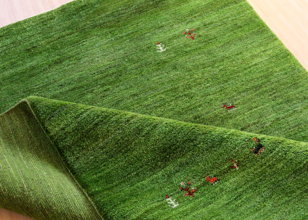 ギャッベ　イラン産　200×149cm　cg21337　端処理や厚み、織り目の様子