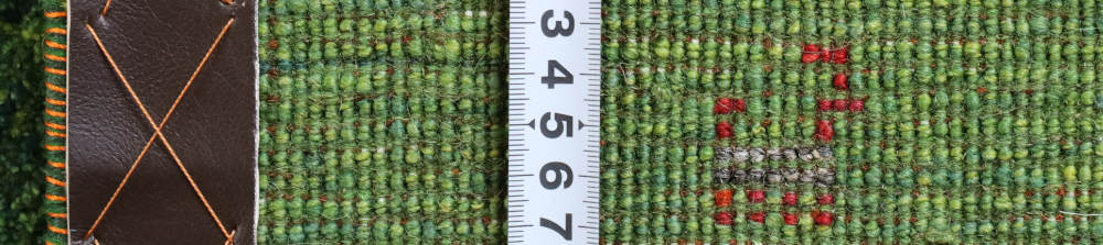 ギャッベ　154×108cm　緑の縞模様　イラン産、カシュガイ族手織り7