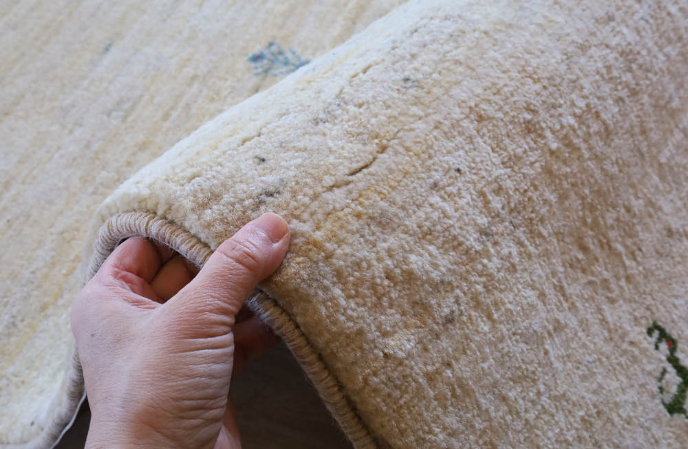 ギャッベ　148×101cm　ナチュラル・アイボリー　イラン産、カシュガイ族手織り7