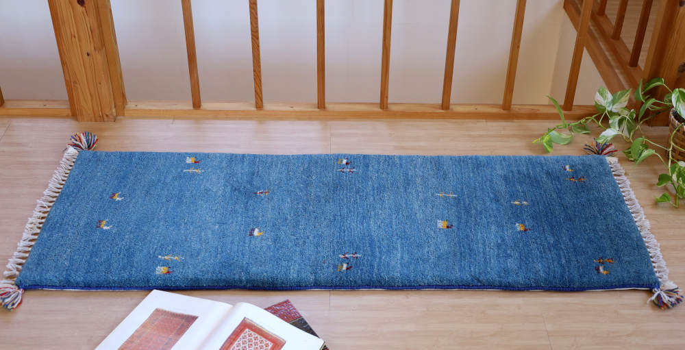 ギャッベ　143×53cm　水色