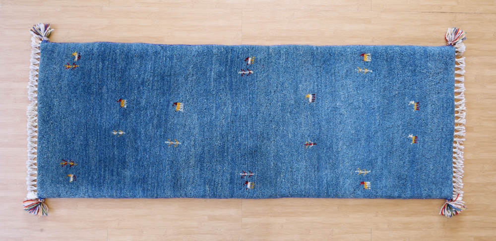ギャッベ　143×53cm　水色
