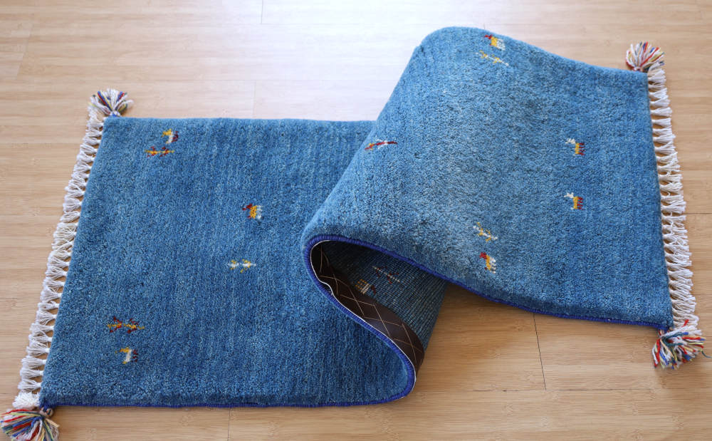 ギャッベ　143×53cm　水色
