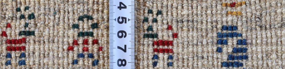 ギャッベミニマット　ナチュラルカラー　64×42cm 裏面の織りの様子