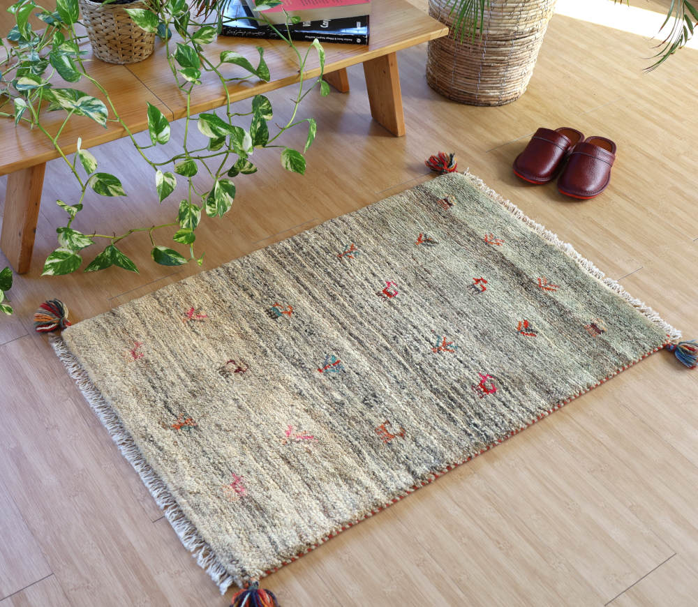 ギャッベ　玄関マットサイズ　91×59cm　淡色
                        