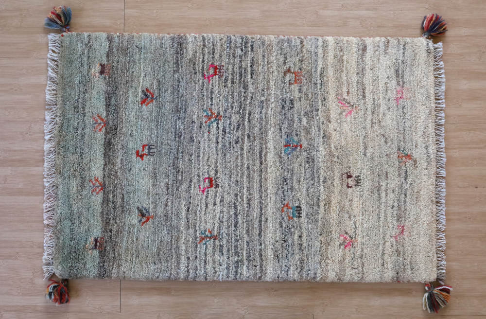 ギャッベ　玄関マットサイズ　91×59cm　淡色