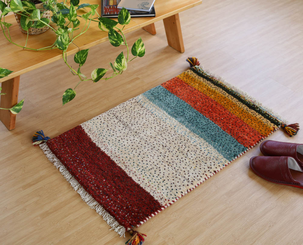 ギャッベ玄関マット　イラン産　79×50cm
                        