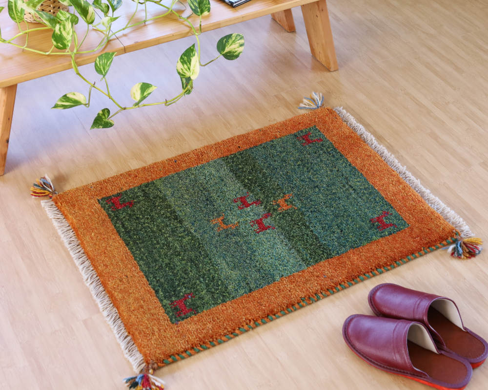 ギャッベ玄関マット（幅80cm） イラン産 手織り 70×51cm cg21498