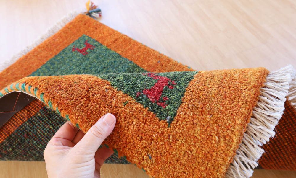 ギャッベ玄関マット　イラン産　70×51cm 模様の細部