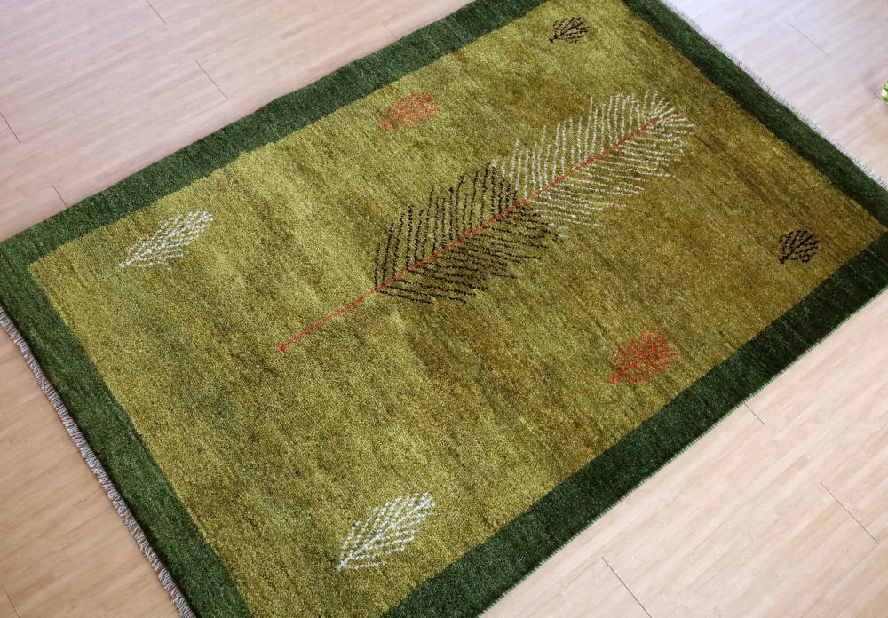 ギャッベ イラン・カシュガイ族 緑 180×124 cg21610