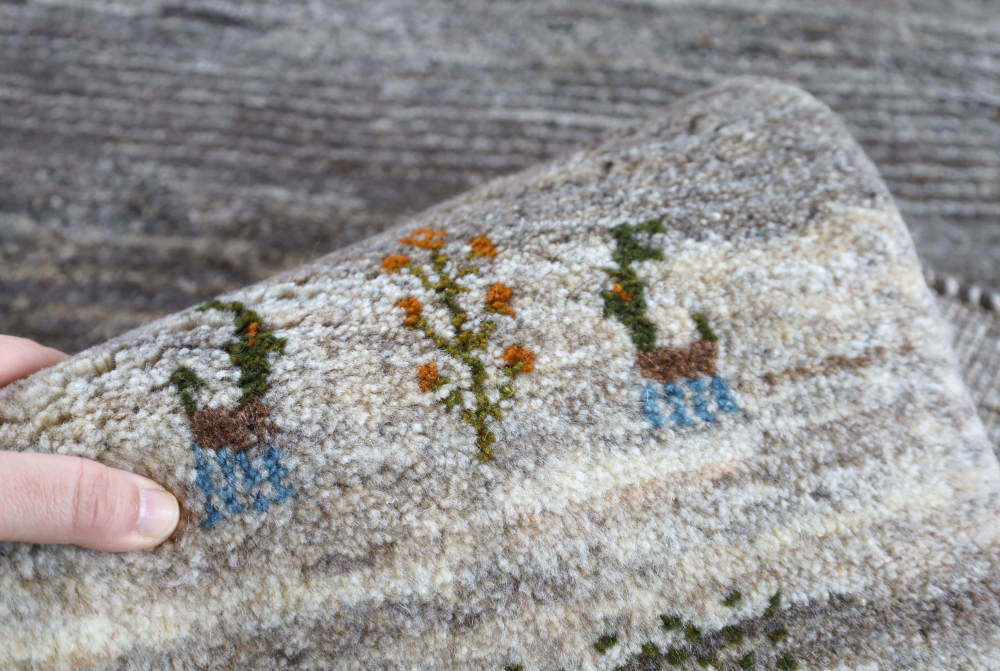 ギャッベ　イラン産　197×151cm　cg21615　毛足の雰囲気