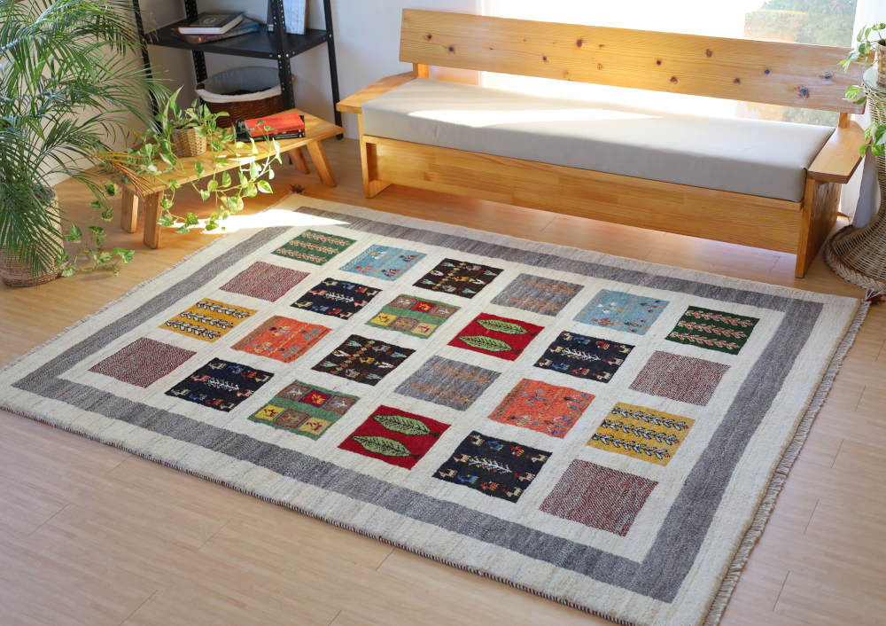 ギャッベ　イラン産　240×177cm　cg21621　全体写真