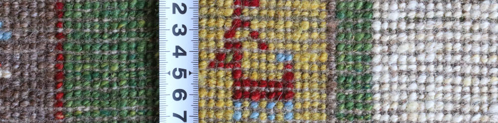 ギャッベ　イラン産　240×177cm　cg21621　裏面の織り目の様子