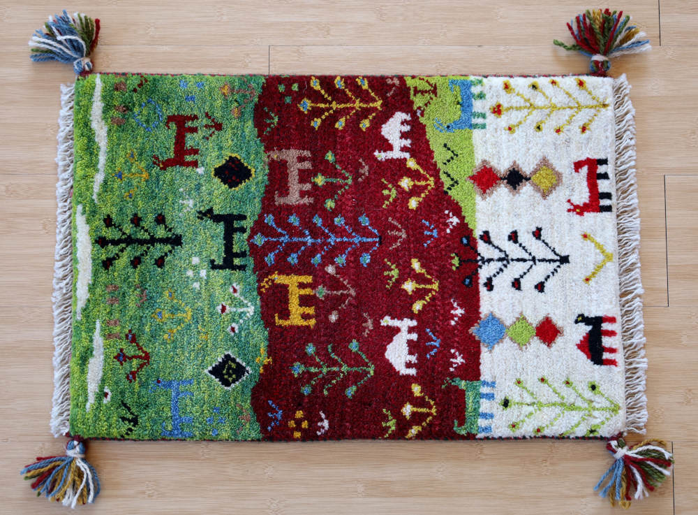 ギャッベミニマット　3色　62×42cm 全体像