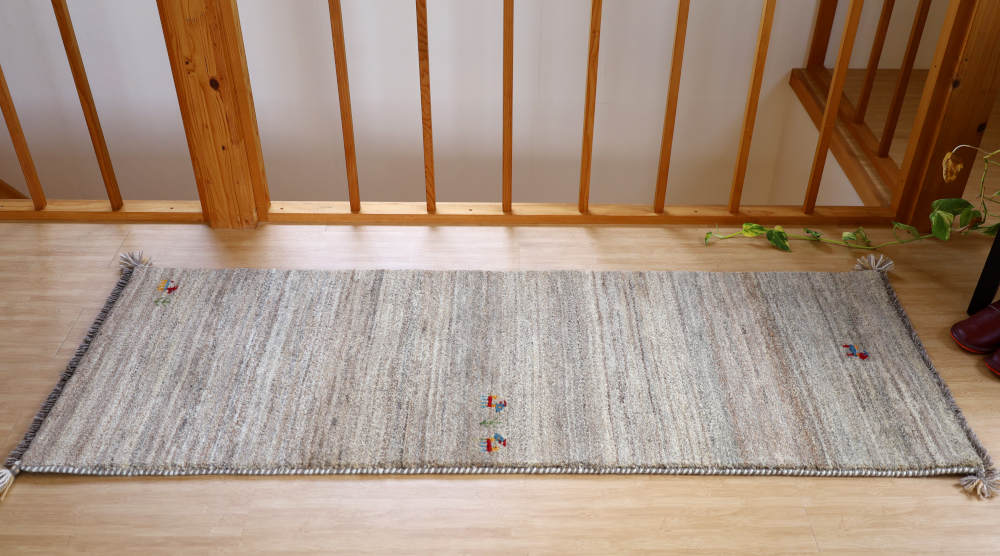 ギャッベ　165×59cm　茶グレー