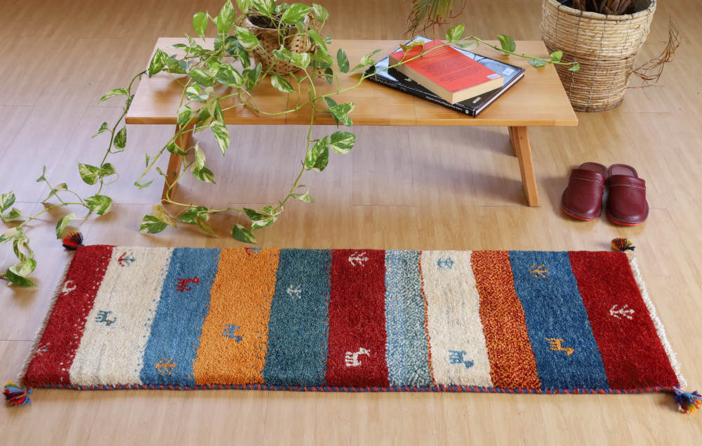 ギャッベ　123×40cm　縞模様