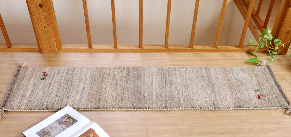 ギャッベ　165×40cm　生成りのグレー