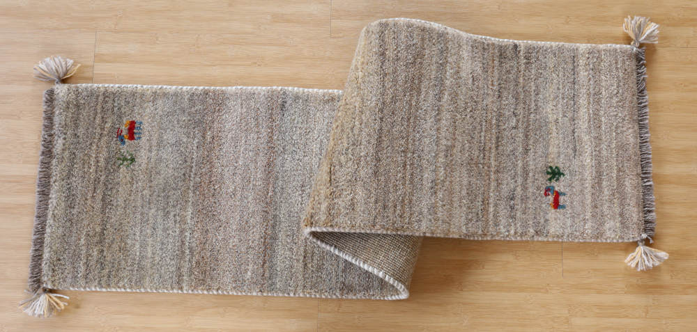 ギャッベ　165×40cm　生成りのグレー