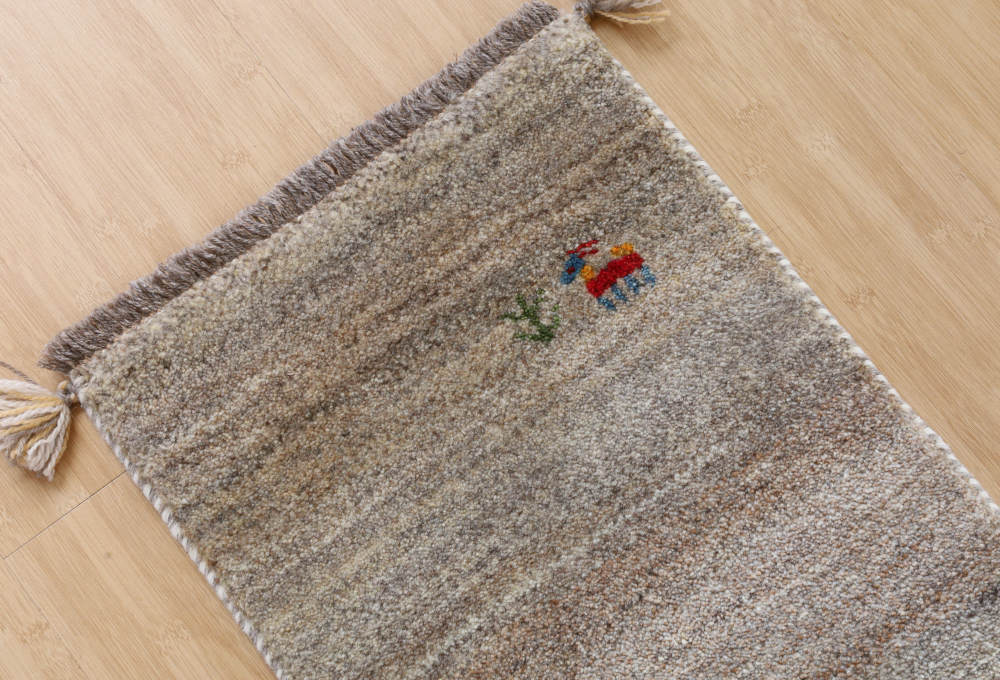 ギャッベ　165×40cm　生成りのグレー