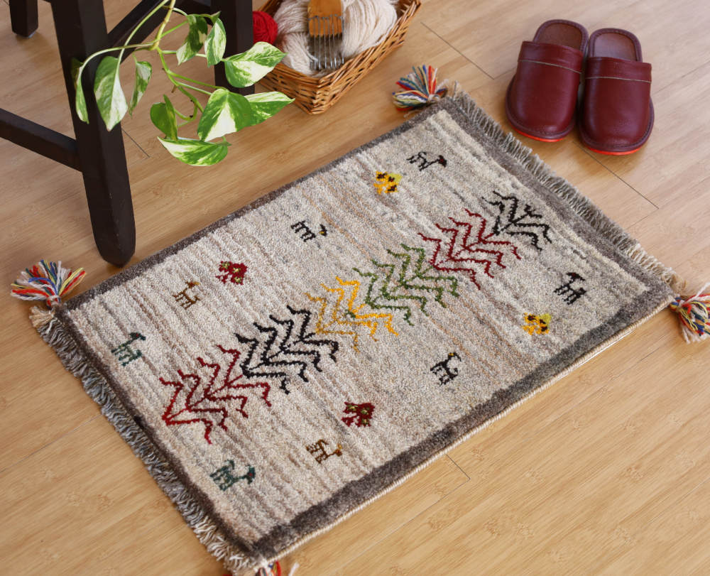 ギャッベミニマット　ナチュラルカラー　60×43cm
                        