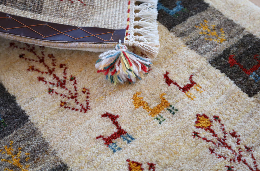 ギャッベ　160×54cm　ナチュラル・樹木