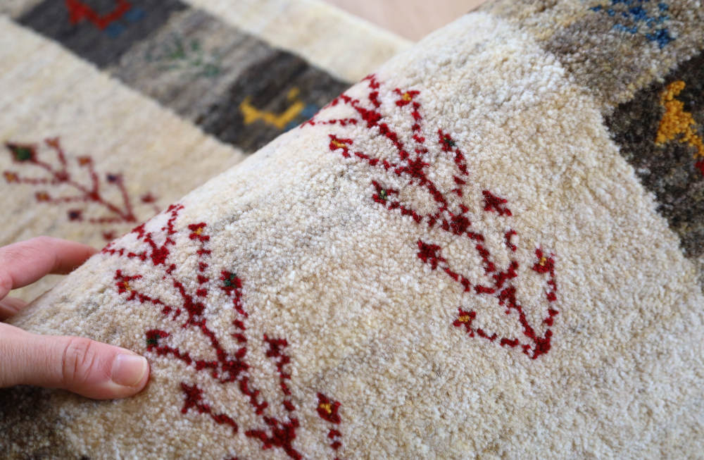 ギャッベ　160×54cm　ナチュラル・樹木