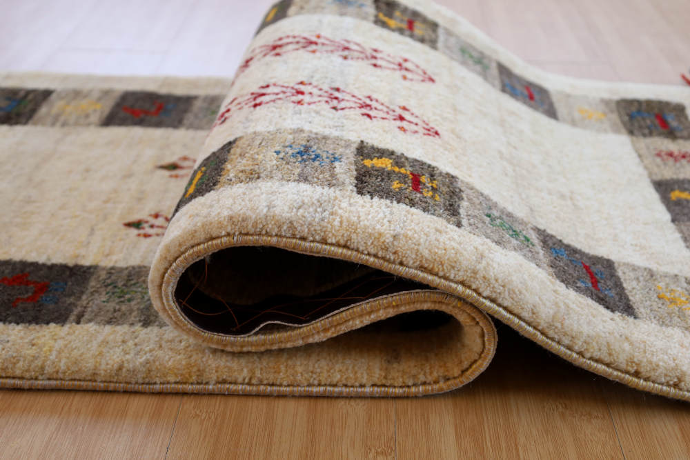 ギャッベ　160×54cm　ナチュラル・樹木