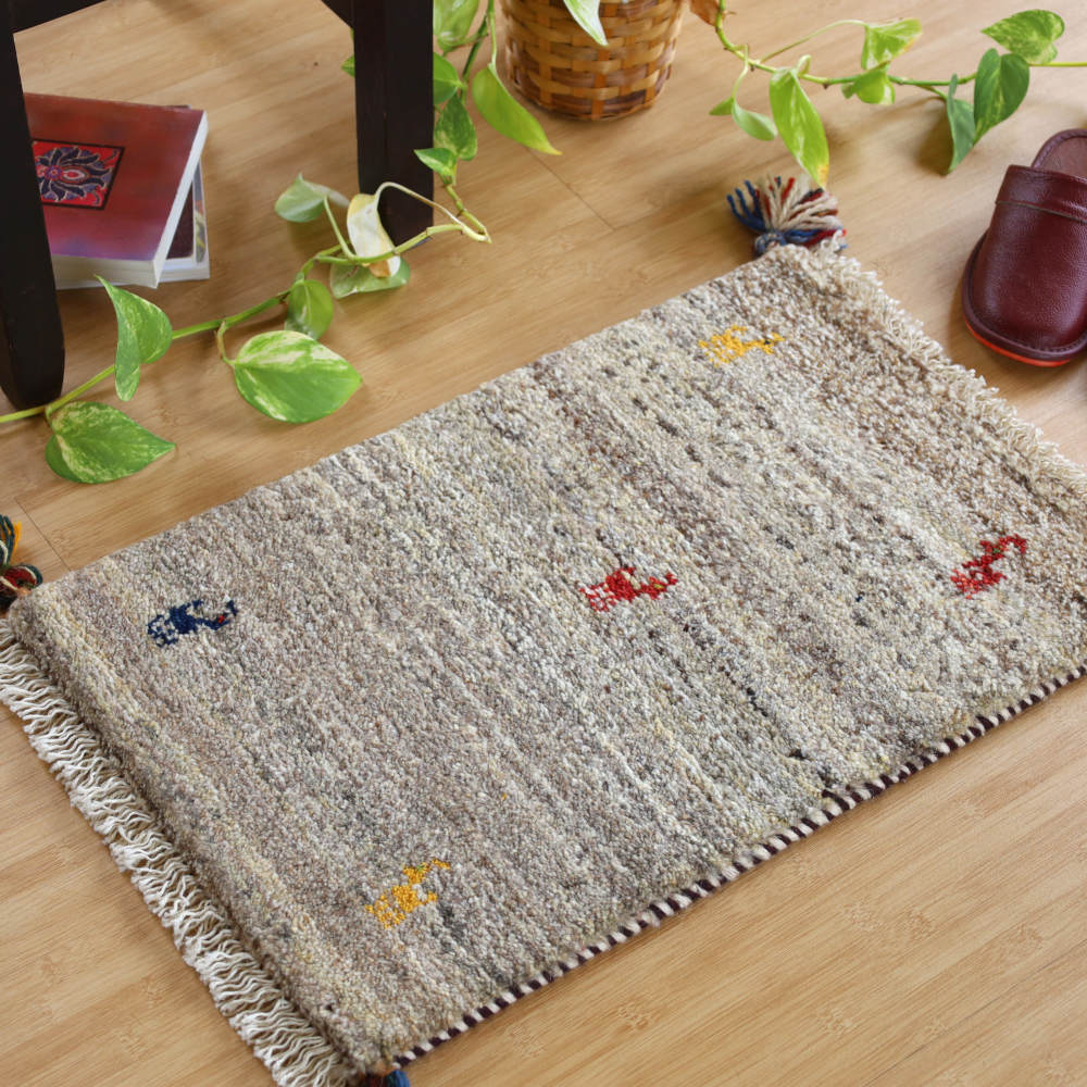 ミニギャッベ　グレー　59×39cm