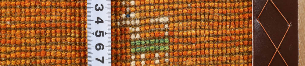ギャッベ玄関マット　87×58cm　オレンジ色　裏面の織り目の様子