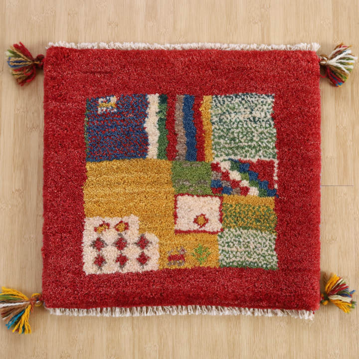 ギャッベ座布団　イラン・シーラーズ産　約40×40cm