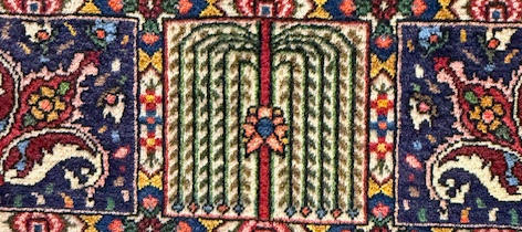 バクティアリの絨毯にデザインされたしだれ柳の模様。