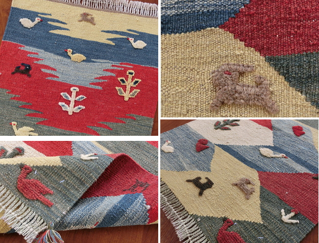 ギャッベキリム 玄関マットサイズ kg12605 / 家庭織りギャッベ＆キリム