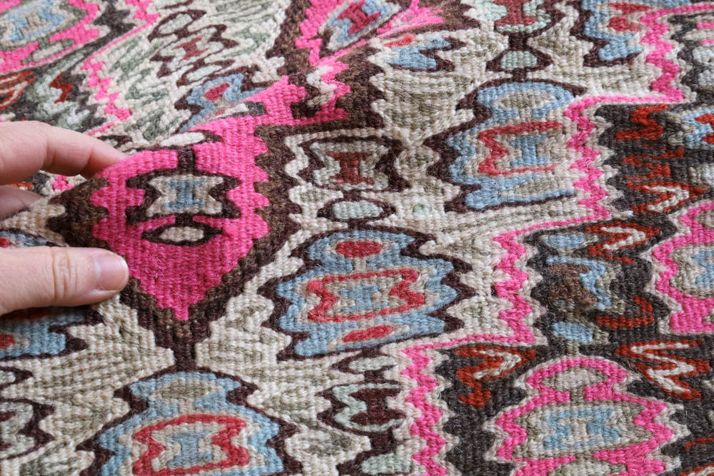 キリム玄関マット　イラン・セネ産　98×79cm 部分画像4