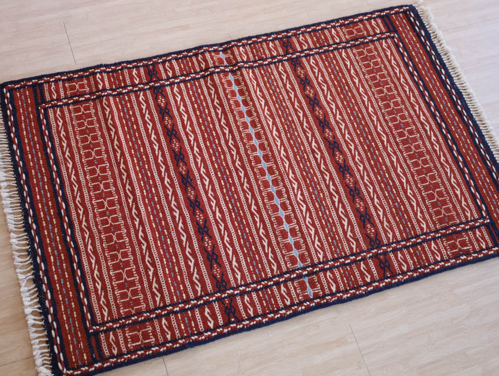 キリム玄関マット　イラン・カラート産　129×83cm 部分画像1