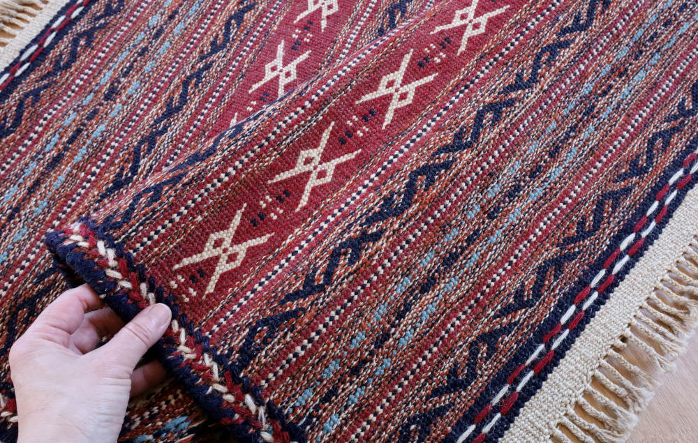キリム玄関マット　イラン・カラート産　90×57cm 部分画像6