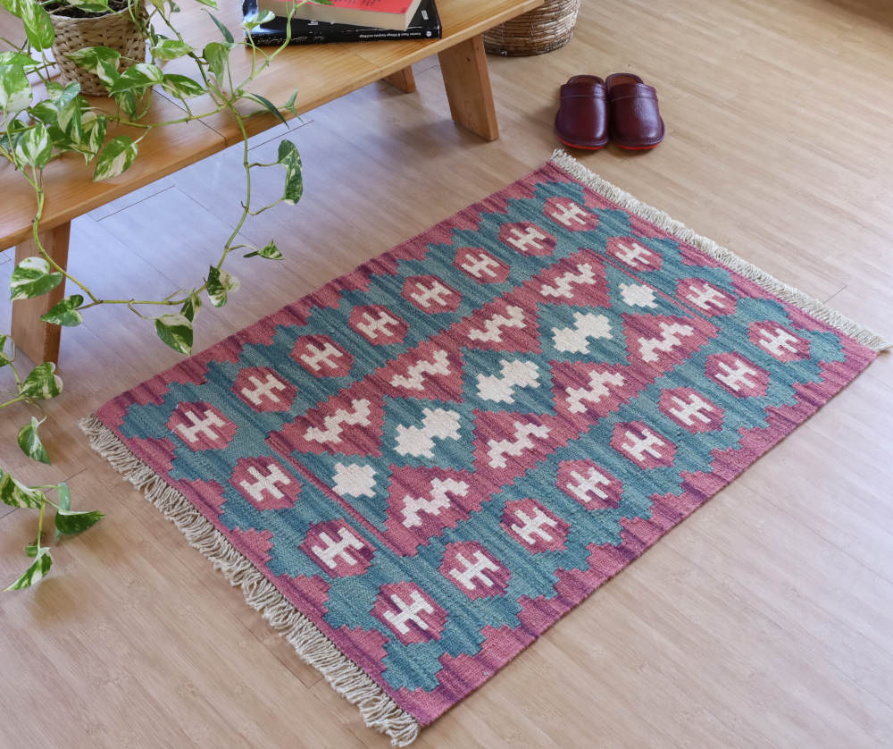 キリム玄関マット　シーラーズ産　90×66cm