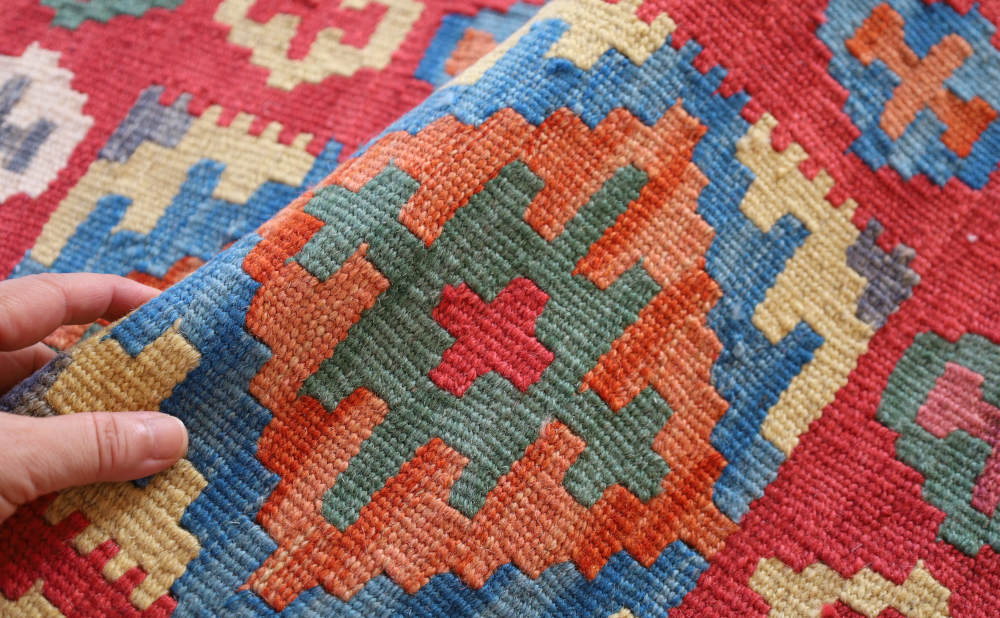 キリム玄関マット　イラン・シーラーズ産　92×65cm 模様の細部
